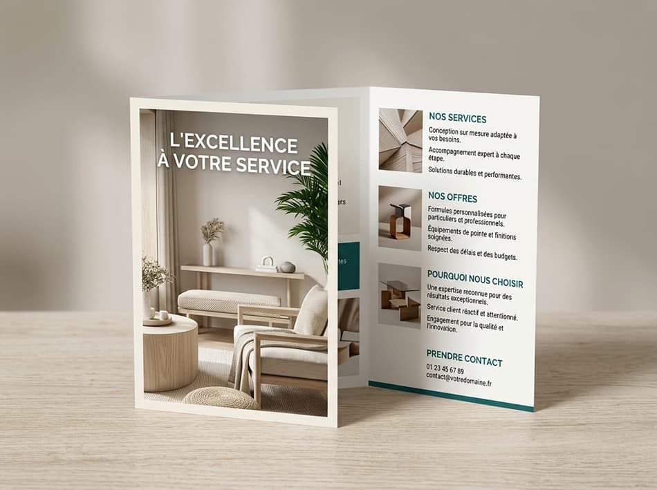 Plaquette commerciale sur-mesure sur charte, conçue par une graphiste freelance B2B